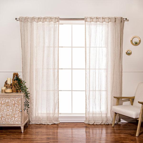 Jazmine Linen Solid Color Sheer Curtain Panels